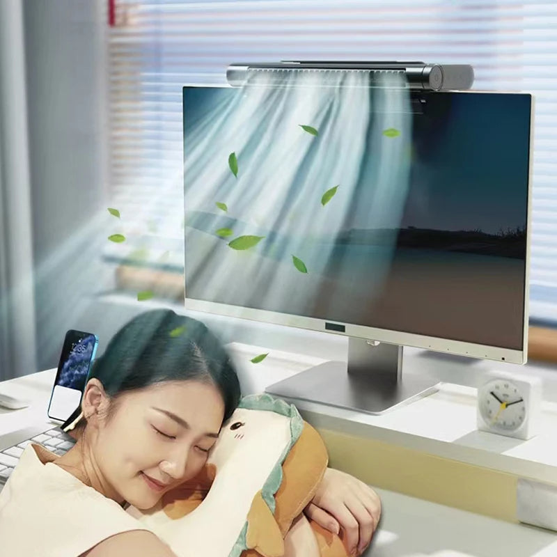 USB Bladeless Desktop Fan - Monitor-Mountable Air Cooler