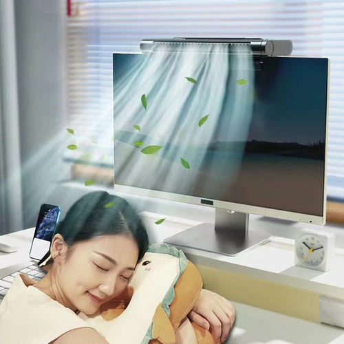 USB Bladeless Desktop Fan - Monitor-Mountable Air Cooler