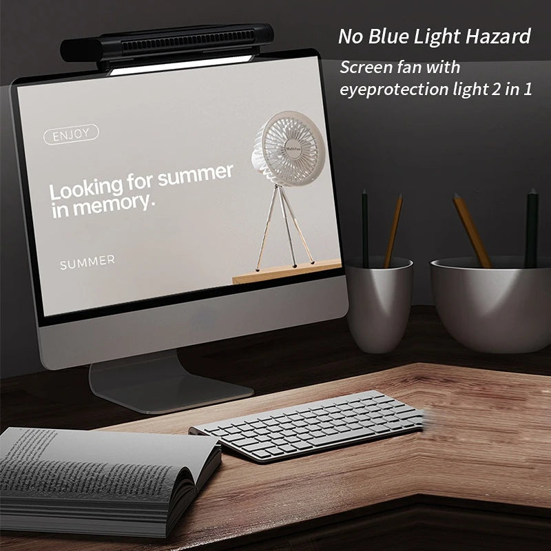 USB Bladeless Desktop Fan - Monitor-Mountable Air Cooler