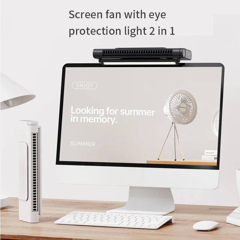 USB Bladeless Desktop Fan - Monitor-Mountable Air Cooler