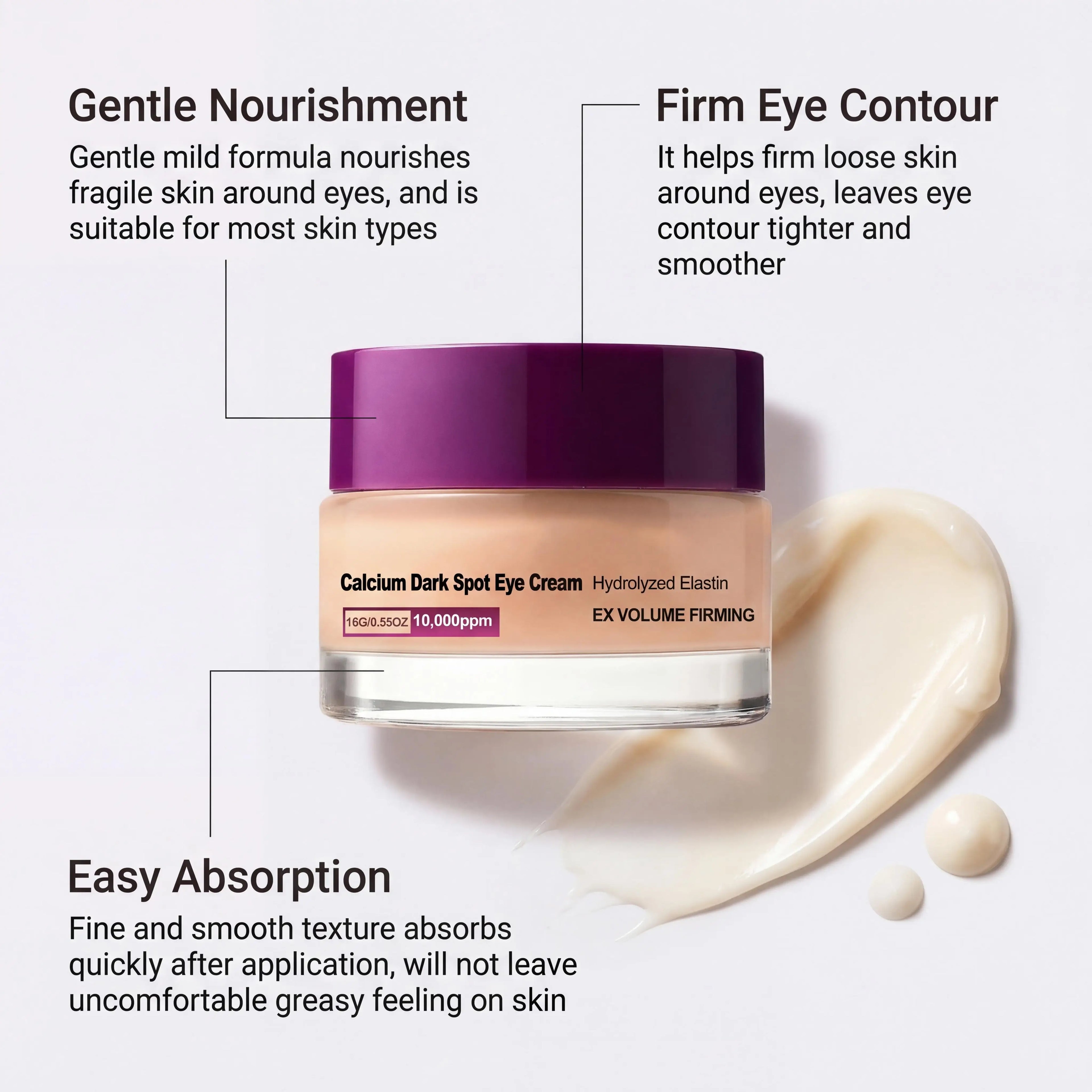 Calcium Volume Cream Lifting Firming Eye Sagging Skin Anti-Puffiness Smooth Wrinkle Fade Dark Spot Collagen Eye Treatment Cream