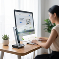 USB bladeless desktop air conditioner fan on a modern desk